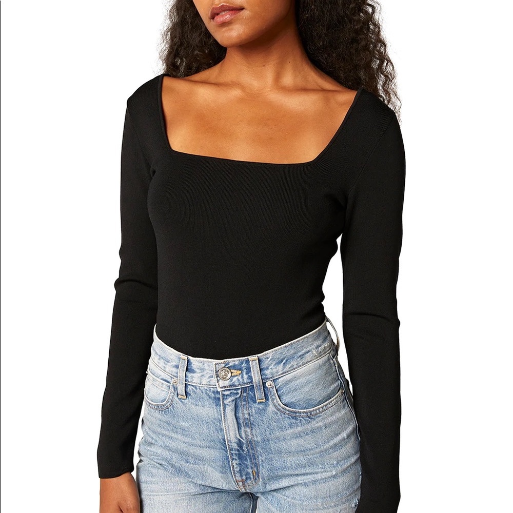 Misa Los Angeles Square Neck Bodysuit, XS